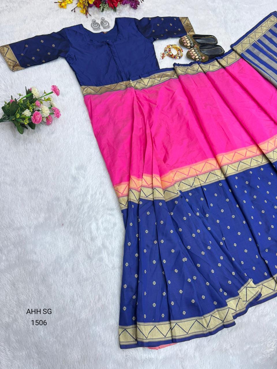 Ready-to-Wear Dual Tone Mysore Silk Saree